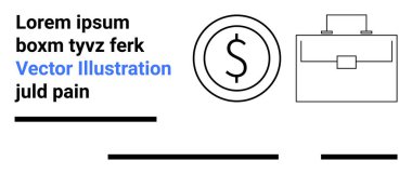 Çemberin içinde dolar işareti, bir evrak çantası ve yer tutucu metin. Finansal hizmetler, iş sunumları, ekonomik raporlar, pazarlama materyalleri, eğitim içeriği, web tasarımı ve uygulama için ideal