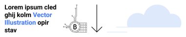 Devre kartı, aşağı doğru ok ve bulut içeren kavramsal diyagram. Teknoloji, yapay zeka, bulut hesaplama, bağlantı, veri akışı, elektronik, web siteleri için ideal. İniş sayfası