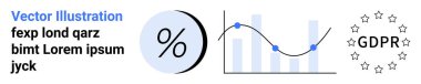 Yüzde sembolü, çizgi grafikli bar tablosu, GDPR uyum çemberi. Mali raporlar, veri analizi, AB gizlilik politikaları, iş sunumları, pazarlama stratejileri, şirket denetimleri için ideal