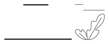 Değişen uzunlukların yatay çizgileri minimalist bir tasarımda tek bir yaprak elementi ile kesişir. Modern sanat için ideal, basitlik teması, doğa, denge, zarafet, temiz tasarım, soyut düz çizgi