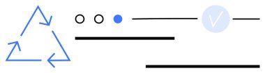 Geometrik şekiller, geri dönüşüm üçgeni, çemberler, çizgiler ve kontrol işareti de dahil. Sürdürülebilirlik, geri dönüşüm, ilerleme takibi, görevler tamamlanma, tasarım elemanları iş akışı görselleştirme için idealdir