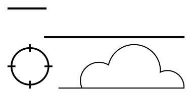 Bulut çizgisi, hedef çember ve siyah üç yatay çizgi. Temiz, basit bir tasarım. Teknoloji, hava durumu, hedefleme, seyrüsefer arayüzü tasarımı minimalist sanat için ideal