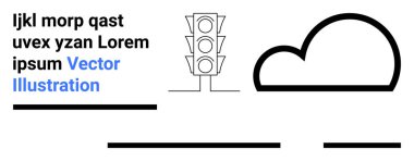 Üç sinyalli trafik ışığı, bulut, örnek yer tutucu metin ve kalın çizgiler. Web tasarımı, bilgi grafikleri, eğitim materyalleri, sunumlar, pazarlama, kullanıcı arayüzleri ve uygulama tasarımı için ideal