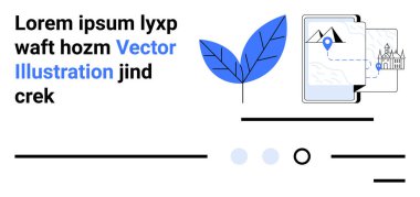 Yaprak, işaretli tablet, çizgiler, mavi ve beyaz aksanlar. Navigasyon, seyahat, teknoloji, çevre, sürdürülebilirlik, rehberler, çevre dostu temalar için idealdir. İniş sayfası