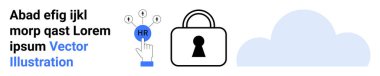 İK simgesi seçiliyor, asma kilit sembolü güvenli, ve bulut grafiği. İnsan kaynakları yönetimi, veri güvenliği, bulut bilgisayarı, siber güvenlik, askere alma gizlilik koruması dijital çözümleri için idealdir. İniş
