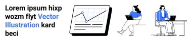 İstatistiksel grafikle dizüstü bilgisayarlar üzerinde çalışan iş adamları. Takım çalışması, veri analizi, uzaktan çalışma, sunumlar, verimlilik, teknoloji ve şirket ortamları için idealdir. İniş sayfası