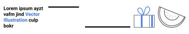 Kurdeleli hediye kutusu, karpuz dilimi, metin satırları. Tatil temaları, kutlamalar, yiyecek ve içecek, yaz etkinlikleri, perakende tanıtımları asgari tasarım için ideal. İniş sayfası
