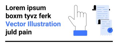 İmleç işaretli bir belgeyi işaret ediyor, mavi ve siyah metin elemanları. Dijital pazarlama, e-öğrenme, özel dersler, iş akışı süreçleri, çevrimiçi belgeler, web sitesi navigasyonu için ideal