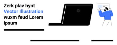 Elinde bir belge, bilgisayarı açık, solda siyah bir metin var. Web siteleri, teknoloji blogları, çevrimiçi kurslar, eğitim materyalleri, iş sunumları, pazarlama materyalleri, UX tasarımı için ideal