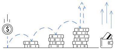 Bozukluklar, birikim ve yatırımın artmasını simgeleyen bir cüzdana doğru ilerleyen yığınlar halinde büyüyor. Mali büyüme, yatırım, kâr, tasarruf, gelir artışı ve refah yönetimi için ideal