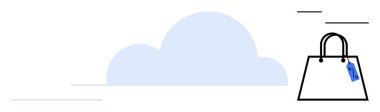 Bulutların yanında fiyat etiketi olan bir alışveriş torbası, online alışveriş ve dijital perakende satışı öneriyor. E-ticaret, çevrimiçi alışveriş, dijital pazarlama, bulut hizmetleri, İnternet satışları, perakende sektörü için ideal