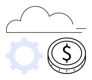 Bulut, teçhizat ve dolar parasıyla bulut hizmetleri, verimlilik ve ekonomik verimliliği vurguluyor. Teknoloji, iş, fintech, bulut depolama, otomasyon, bilişim hizmetleri soyut hat için ideal