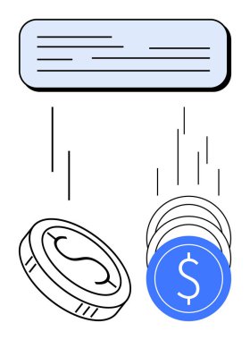 Bozukluklar boş bir konuşma balonunun altına düşüyor gibi görünüyor, para, tasarruf veya finansal planlama hakkındaki konuşmaları temsil ediyor. Finansal tartışmalar, tasarruf ipuçları, ekonomik eğilimler için ideal