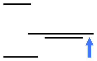 Mavi yukarı doğru ok siyah yatay çizgilerle çelişiyor, ilerlemeyi, hiyerarşiyi, odaklanmayı ve değişimi simgeliyor. Büyüme, başarı, yön, strateji yenilikçiliği için ideal soyut çizgi