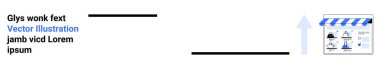 Yer tutucu metni, mavi renklendirilmiş vektör illüstrasyon linki ve dükkan simgesi içeren iş sunumu. Pazarlama, e-ticaret, çevrimiçi ticaret, dijital strateji, sunumlar, SEO içeriği için ideal