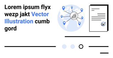 İş belgesi, konum şifreli ağ küresi, metin elemanları, kullanıcı arayüzü bileşenleri. İletişim, küresel ağ, belge yönetimi, UI tasarımı, işletme, bilişim çözümleri için ideal