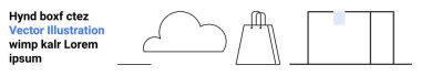 Bulut simgesi, alışveriş torbası ve minimalist tarzda örnek metin içeren temiz çizgiler. Pazarlama, perakende satış, iş sunumları, web sitesi tasarımı, e-ticaret, marka reklamcılığı için ideal