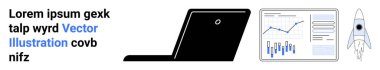 Laptop, veri analiz çizelgesi, roket. Teknoloji girişimleri, iş büyümesi, veri görselleştirme, yenilik, dijital pazarlama, girişimci girişimler ve finansal anlayışlar için idealdir. İniş sayfası