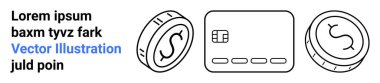 Üzerinde dolar sembolleri olan iki bozuk para bir banka kartının etrafını sarıyor. Metin, yer tutucu lorem ipsum ve mavi vurgulanmış bir ifade içeriyor. Finans, bankacılık, e-ticaret, fintech, yatırımlar ve dijital için ideal