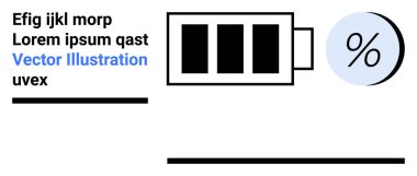Üç çubuklu pil, yüzde sembolü ve yer tutucu metni. Elektronik, yeşil enerji, UIUX, teknik incelemeler, eğitim materyalleri, pazarlama, sunumlar için idealdir. İniş sayfası