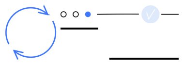 Dairesel oklar, daireler, yatay çizgiler ve işaretler görev tamamlama ve ilerleme takibini temsil ediyor. Proje yönetimi, üretkenlik, iş akışı, verimlilik, organizasyon için ideal