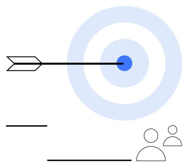 Bir hedefin hedefine ok atmak, odaklanmayı, hedefleri ya da başarıyı sembolize eder, kullanıcı simgeleri ve çizgileriyle birlikte. Takım çalışması, hassasiyet, hedef belirleme, iş stratejisi analizleri için ideal