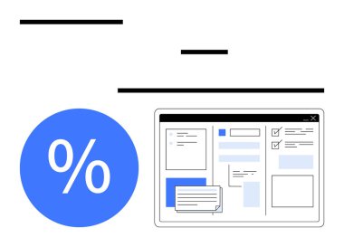 Dijital belge arayüzü, kontrol listesi, mavi yüzde sembollü metin kutuları. Üretkenlik, iş akışı yönetimi, verimlilik, dijital organizasyon, proje izleme görevi tamamlama için ideal
