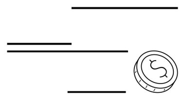 Yatay yol çizgileriyle birlikte dolar işaretli sikke. Finans, yatırım, karar verme, ekonomik çalışmalar, iş stratejisi, oyun teorisi ve refah kavramları için idealdir. Satır metaforu