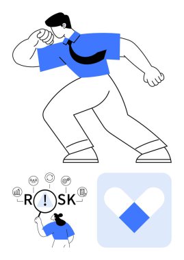 Kendine güvenen, risk odaklı camları büyüten ve geometrik kalp tasarımı yapan bir adam. Liderlik için ideal, cesaret, risk alma, karar verme, duygusal zeka, soyut