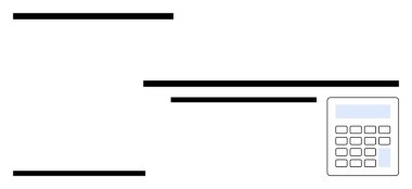 Kalın yatay çizgilerin yanı sıra hesap makinesi finans, muhasebe ve hesaplama kavramlarını da iletir. Bütçeleme, veri işleme, minimalizm, strateji, araştırma organizasyonu için ideal. Soyut çizgi