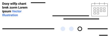 Yatay ve dikey siyah çizgiler, takvim ikonu, iki mavi nokta ve minimalist tarzda dairesel şekil. Modern, dijital tasarım, minimalizm, organizasyon, planlama, web arayüzleri için ideal