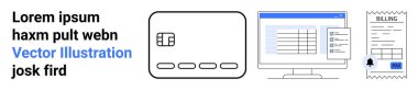 Kredi kartı, finansal verileri gösteren bilgisayar ekranı ve fatura makbuzu dijital finans yönetimini ön plana çıkarıyor. Çevrimiçi ödemeler, fatura, işlem sistemleri, finans uygulamaları, e-ticaret için ideal
