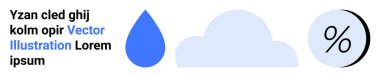 Blue water drop, light blue cloud, and black percentage symbol. Ideal for weather apps, data analytics, educational materials, environmental reports, financial dashboards, marketing visuals clipart