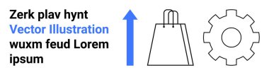 Alışveriş torbası, dişli ve yukarı doğru ok iş hayatında büyüme, ilerleme ve verimliliği gösteriyor. E-ticaret, perakende, büyüme stratejileri, verimliliği artırmak için ideal iş geliştirme