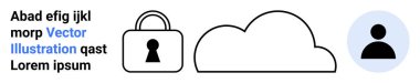 Bir kilit sembolü ve kullanıcı simgesinin yanında bulut simgesi. Siber güvenlik, veri koruması, bulut depolama, kullanıcı kimlik doğrulaması, gizlilik politikaları, güvenli erişim, bilgi içeriği için idealdir. İniş sayfası