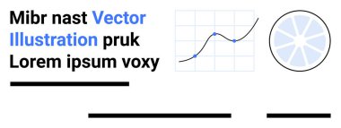 Veri noktaları, soyut dairesel şekil ve metin elemanları içeren grafikler. İş sunumları, mali raporlar, eğitim materyalleri, pazarlama malzemeleri, teknolojik arayüzler, mobil uygulamalar için ideal