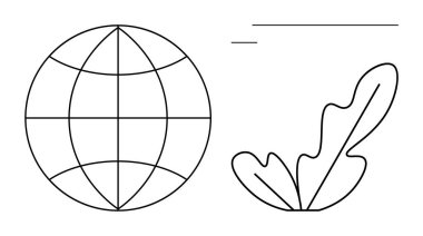 Basit bir yaprak ve iki çizginin yanında meridyenlerle ve paralelliklerle dolu bir dünya. Küresel bağlantı, doğa, büyüme, çevre bilinci, basitlik, denge ve ekolojik tasarım konuları için ideal