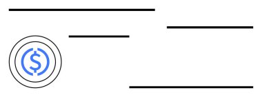 Yatay çizgileri olan bir çemberin içinde dolar işareti. Finans, bankacılık, ödeme sistemleri, döviz kurları, bütçe, ekonomik kavramlar, soyut düz metafor için ideal