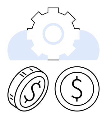 İki dolar üstü teknoloji entegrasyonunu simgeleyen teçhizatlı bulut. Fintech, bulut hizmetleri, otomasyon, dijital ekonomi, maliyet verimliliği, finans ve yenilik kavramları için idealdir. Soyut