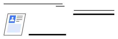 Profil resmi ve metin detaylarının soyut yatay çizgilerle hizalandığı dijital kimlik kartı. Kimlik yönetimi için ideal, kullanıcı arayüzleri, düzenler, pazarlama, markalaşma, minimalizm, soyut çizgi