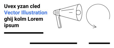 Yer tutucu metin ve ok sembollü megafon. Pazarlama, sunumlar, eğitim materyalleri, sosyal medya grafikleri, web tasarımı, reklam kampanyaları, görsel hikaye anlatma için ideal. İniş
