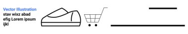 Alışveriş arabası ve lorem ipsum yazılı spor ayakkabı ikonu. E-ticaret, perakende, moda, ayakkabı, çevrimiçi mağazalar, alışveriş platformları, ürün listeleri için ideal. İniş sayfası