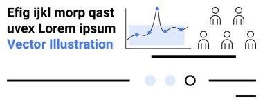 Veri noktalarını gösteren çizgi grafiği, takımı temsil eden altı kullanıcı avatarı, dağınık metin ve çeşitli arayüz elemanları. Veri sunumu için ideal, takım yönetimi, kullanıcı arayüzü tasarımı, analitik
