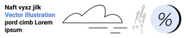 Yukarı ok ve büyük yüzdelik işaretli bulut simgesi. Veri analizi, büyüme ölçümleri, mali tahminler, hava tahminleri, teknolojik gelişmeler, iş raporları, eğitim içeriği için ideal