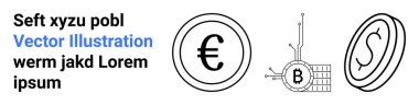 Euro sikke, Bitcoin devresi ve dijital para aktaran Dolar simgesi. Finansal teknoloji, engelleme zinciri, kripto para birimi, Forex ticaret, bankacılık, yatırım platformları ve ekonomik bloglar için ideal
