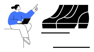Geniş çubuk grafiğini göstererek büyümeyi gösteren bir dizüstü bilgisayar kullanan kişi. İş analitiği, sunum, istatistik, dijital işbirliği, planlama, stratejik vizyon, ilerleme için ideal