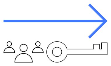 Mavi ok, insan grubunun ilerleyişini ve çözümleri, işbirliği ve liderliği gösteren kilit noktaları gösteriyor. Takım çalışması, başarı, strateji, çözümler, güçlendirme, soyut çizgiye erişim için ideal