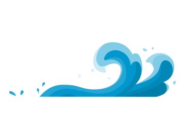 A dynamic blue ocean wave is splashing on a white background, embodying the power and beauty of the sea. Ideal for nature themes, marine life, environmental awareness, summer beach activities and clipart