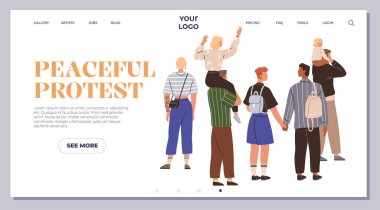 Çeşitli insan grupları el ele tutuşup barışçıl bir şekilde protesto ediyorlar. Birlik, çeşitlilik, sosyal adalet, toplum, aktivizm için idealdir. Modern düz biçim sadeleştirildi
