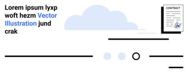 Sözleşme belgesi, minimalist bulut ve birden fazla metin alanı profesyonel bir atmosfer yaratır. İş için ideal, anlaşmalar, yasal, sözleşmeler, minimalizm, temiz tasarım, profesyonel görünüş. İniş